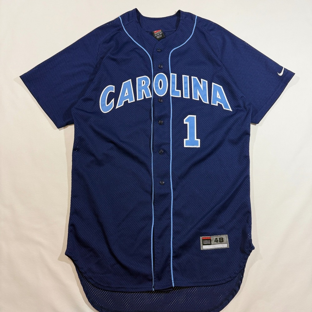 Nike Baseball Jersey Men 48 Navy Blue Vintage 90s North Carolina Tar Heels UNC 1
